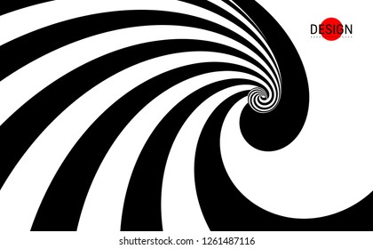 Pattern with optical illusion. Black and white design. Abstract striped background. Vector illustration.