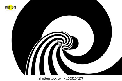 Pattern with optical illusion. Black and white design. Abstract striped background. Vector illustration.