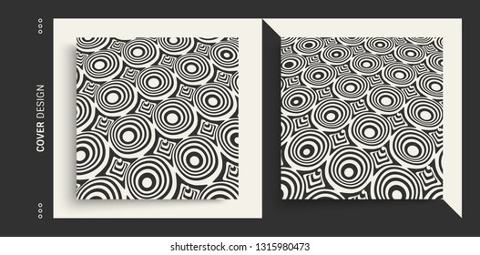 Pattern with optical illusion. Black and white design. Abstract striped background. Vector illustration. 