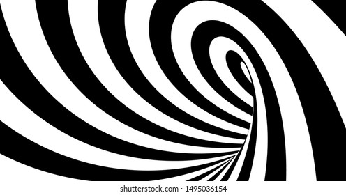 Pattern with optical illusion. Black and white design. Abstract striped background. Vector illustration.