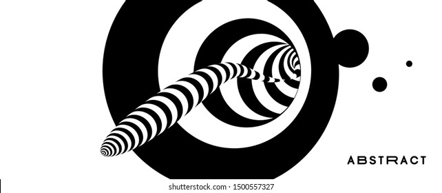 Pattern with optical illusion. Black and white design. Abstract striped background. Vector illustration.