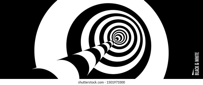 Pattern with optical illusion. Black and white design. Abstract striped background. Vector illustration.