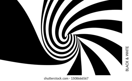 Pattern with optical illusion. Black and white design. Abstract striped background. Vector illustration.