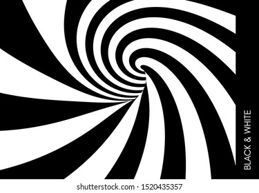 Pattern with optical illusion. Black and white design. Abstract striped background. Vector illustration.