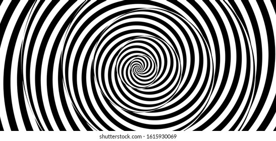 Pattern with optical illusion. Black and white design. Abstract striped background. Vector illustration. 