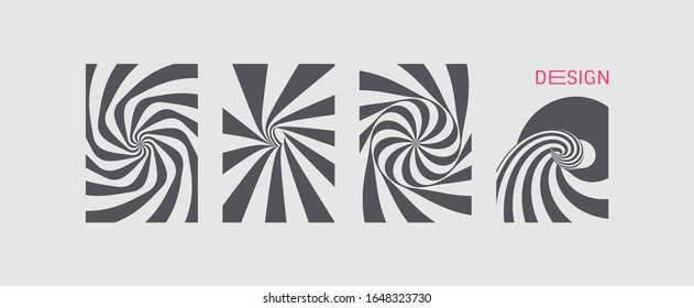 Pattern with optical illusion. Black and white design. Abstract striped background. Vector illustration. 