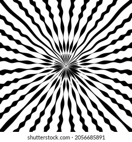 Pattern with optical illusion. Black and white design. Abstract striped background. Abstract 3D geometrical background. Vector illustration kaleidoscope.
