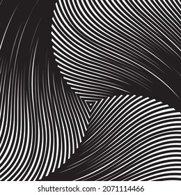 Muster mit optischer Illusion. Schwarz-weißer Hintergrund. Vektorgrafik.