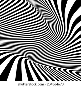 Pattern with optical illusion. Black and white background. Vector illustration. 