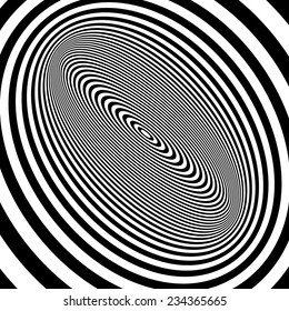 Pattern with optical illusion. Black and white background. Vector illustration. 