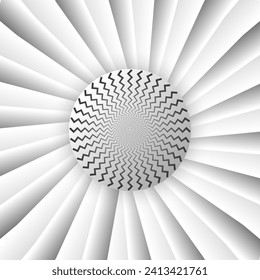 Pattern with optical illusion. Black and white design. Abstract striped background. Vector illustration