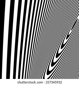 Pattern with optical illusion. Black and white background. Vector illustration.