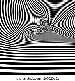 Pattern with optical illusion. Black and white background. Vector illustration.