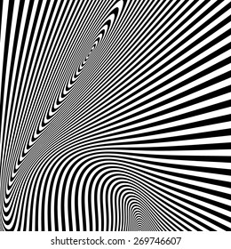 Pattern with optical illusion. Black and white background. Vector illustration.