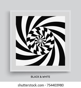 Pattern with optical illusion. Black and white background. Vector illustration. 