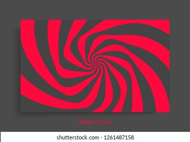 Pattern with optical illusion. Red and white design. Abstract striped candy background. Vector illustration. 