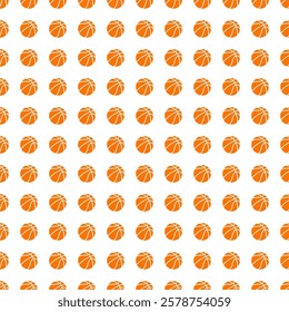 Pattern of orange basketballs on white background 
