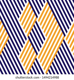 Pattern with orange and blue stripes. Seamlessly repeatable abstract pattern.