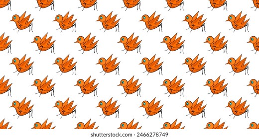 Pattern of Orange Color Cartoon Bird
