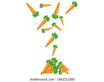 Pattern orange fall carrot icon in flat background for coloring book, t-shirt print, icon, logo, label, patch. Vegetable set for organic design. Paper icon carrots for easter. Vector illustration