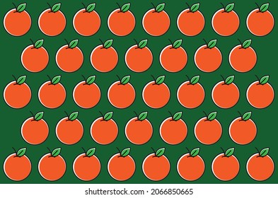 Pattern Orange fruit cartoon modern classic blakc outline.