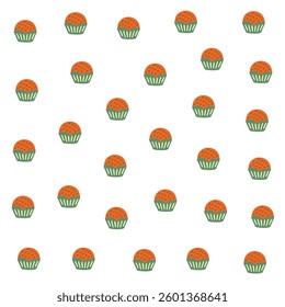 a pattern of orange and green cupcakes