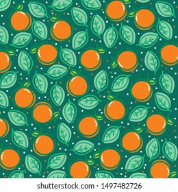 Pattern with Orange and Green Leaf stock illustration Vector