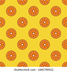 Pattern of an orange. Image of a repeated orange slice. Editable modular image.