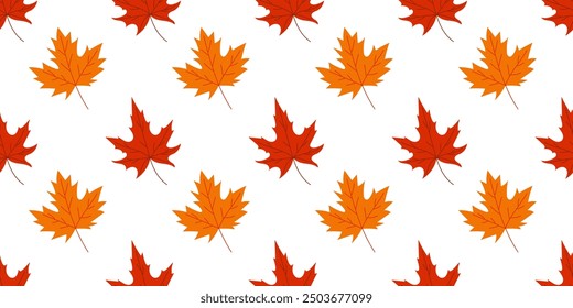 A pattern of orange and red leaves is shown on a white background. The leaves are arranged in a way that creates a sense of movement and depth. Scene is warm and inviting