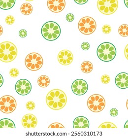 Pattern of orange slices on a white background.