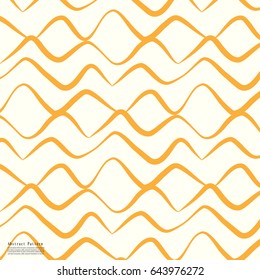 Pattern With Orange Wave Lines Hand Drawn Vector.