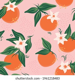 pattern with oranges in bloom