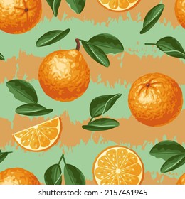 Pattern of oranges on a green background
