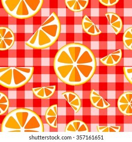 pattern of oranges on a plaid background