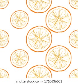 Pattern with oranges. Vector seamless background with fruits. Repeatable print with famous citrus fruit - orange.