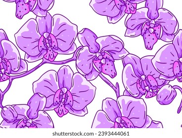 Pattern with orchid flowers. Beautiful decorative plants.