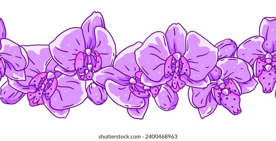 Pattern with orchid flowers. Beautiful decorative plants.
