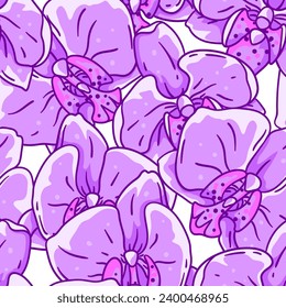 Pattern with orchid flowers. Beautiful decorative plants.