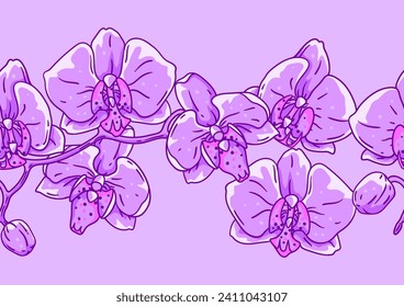 Pattern with orchid flowers. Beautiful decorative plants.