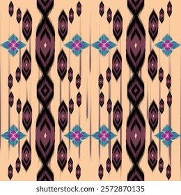 Pattern: Oriental pattern, Icat, traditional pattern. For background tapestry, wallpaper, clothing, batik, textile fabric, tribal, illustration, cat, print embroidery pattern for decoration.