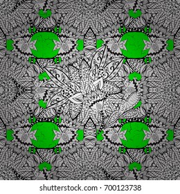 Pattern oriental ornament. Vector white textile print. Islamic design. Floral tiles. White pattern on green background with white elements.