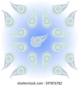 Pattern oriental,  paisley. Hand drawn.
