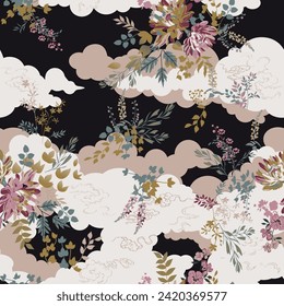pattern oriental style, flower vintage, seamless pattern, textile, ethnic Asian, women clothing, seamless flower, oriental traditional style