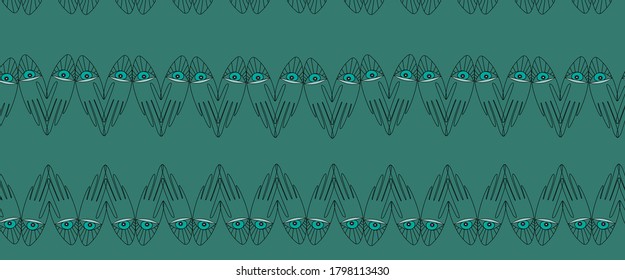 
Pattern in oriental style. Linear image of palms with an eye.