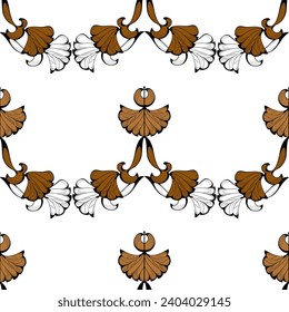 Pattern in oriental style, white background and monochrome drawing.