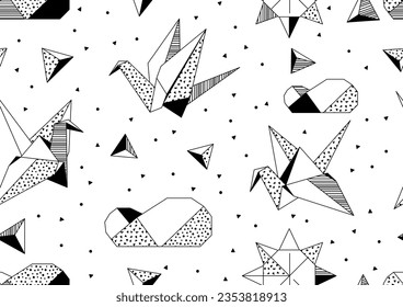 Pattern with origami figures. Abstract geometric background.