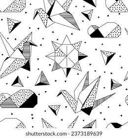 Pattern with origami figures. Abstract geometric background.