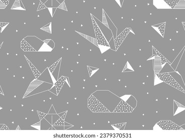 Pattern with origami figures. Abstract geometric background.