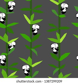 Pattern with origami panda annd bamboo. For wrapping paper, fabric, cover.