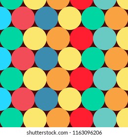 Pattern, ornament for the cover. Vector. Retro style. Colored circles on a dark background. Background for your design layouts.